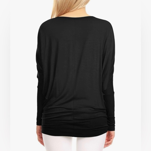 Flowy and Comfort Draped Long Sleeve Batwing Dolman -black - Picture 4 of 5
